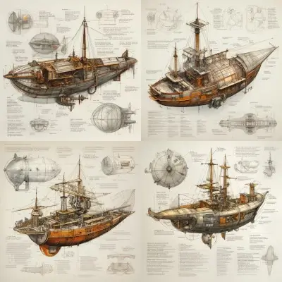 Midjourney Image of futuristic boat concept drawing